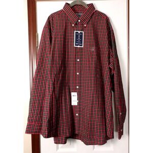 Club Room Classic-Fit Red & Green Plaid Button-Down Cotton Shirt Holiday Style